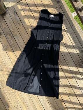 Bechamel Vintage Black Corduroy Button-Front Pinafore Dress Size 12